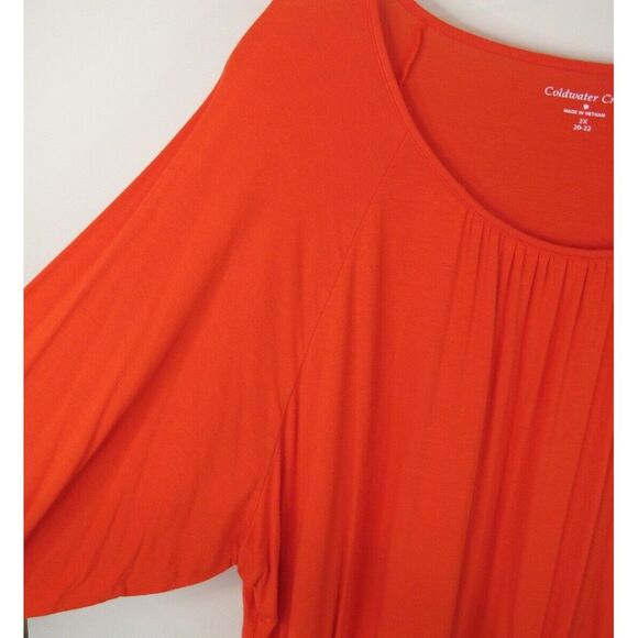 Coldwater‎ Creek Red 3/4 Sleeve Round/Scoop Neck Stretch Tunic Pullover Top - Picture 4 of 6